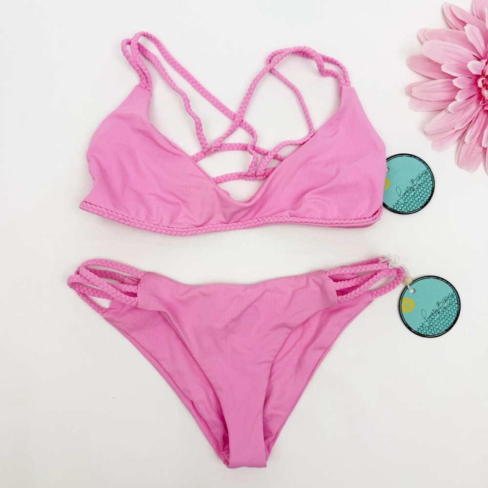 Frankie’s Bikinis Pitaya Kaia Bikini Top & Bottoms Two (2) Piece Swim Set Pink - Picture 2 of 11